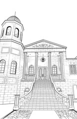Obraz premium 漫画風ペン画イラスト 店舗_結婚式場