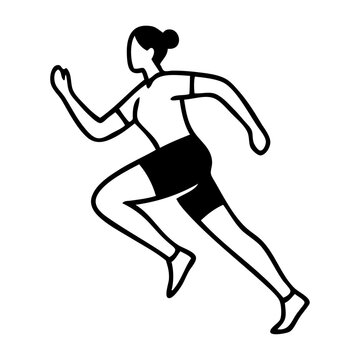 Entrenamiento f&iacute;sico. Dibujo sencillo con l&iacute;neas de una mujer atl&eacute;tica corriendo