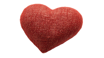 Cozy red fabric heart with visible weave texture for Valentine’s Day