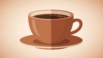 Obraz premium Coffee Cup with Dark Liquid and Saucer in Warm Tones for Beverage and Breakfast Marketing