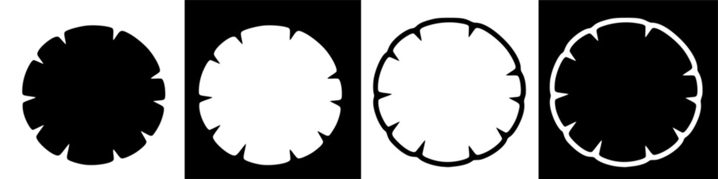 Stylized graphic icons showing pita bread cross-section and outline