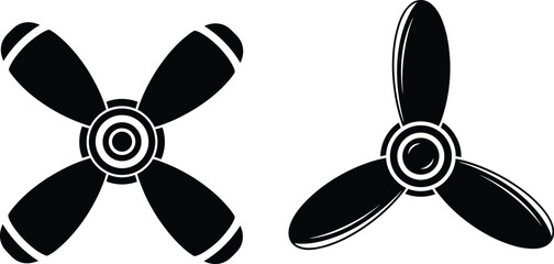 propeller, aircraft, aviation, engine, vector, icon, silhouette, plane, fan, blade, air, flight, technology, industrial, rotate © MdZahedul