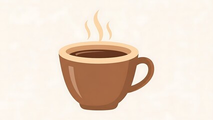 Obraz premium Warm Brown Coffee Cup with Steam on Light Background