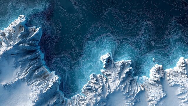 Greenland Coastline Map With Topographic Lines
