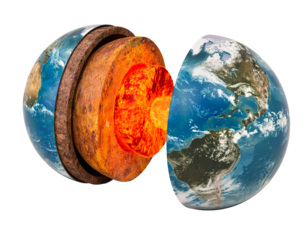 Earth's Core Unveiled: A detailed cross-section reveals the intricate layers and the fiery heart of our planet, showcasing the core's immense power and geological complexity.