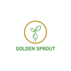 Minimalist Golden Sprout Plant Growth Logo