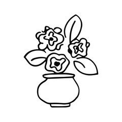 Flower in a vase sketch on a white background