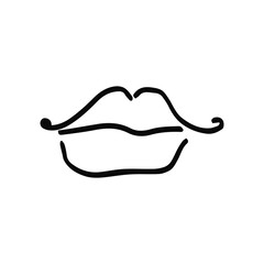 Sketch of female lips on a white background