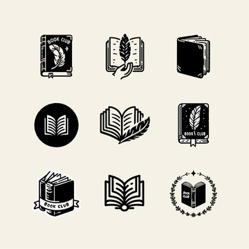 ook Club Logo, Minimal Reading Logo, Book Club Branding, Feminine Line Art Book Logo, Elegant Literary Logo, Modern Reading Club Identity, Book Lover Icon, Reading Club Logo, Book Icon Clipart, Litera