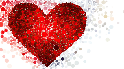 Vibrant abstract red heart pattern formed by dots and geometric shapes for Valentine’s Day background