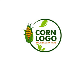 Corn logo label illustration vector design cartoon flat style agriculture logo
