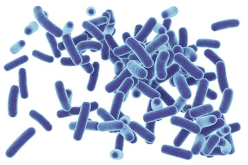 Blue bacteria cells microorganisms isolated on a transparent background