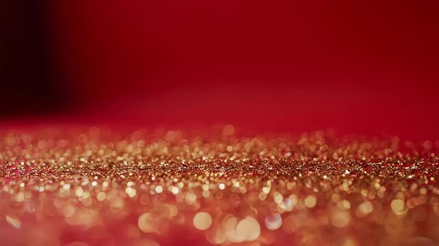Red christmas background with golden snowflakes