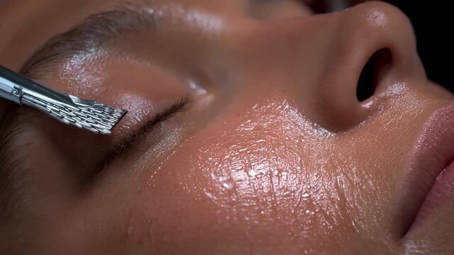 Detailed medium shot of skin exfoliation using precision blades emphasizing gentle removal of impurities and enhancing skin clarity.