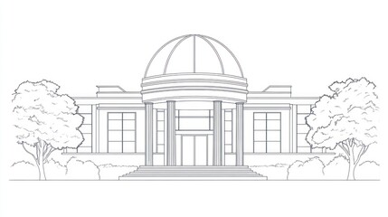Architectural drawing of a government building exterior