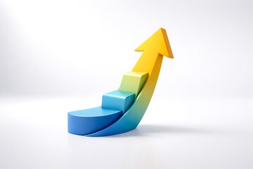 3D Gradient Arrow with Steps Showing Business Growth and Success