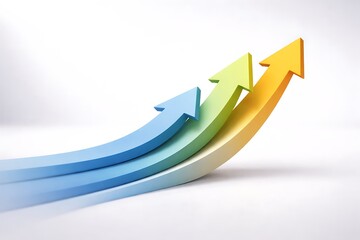 Three Colorful Upward Arrows Representing Growth and Progress