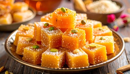 Delicious Middle Eastern Baklava Pastries with Pistachios and Honey.