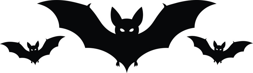 Flying Bats Halloween Silhouette Vector Illustration