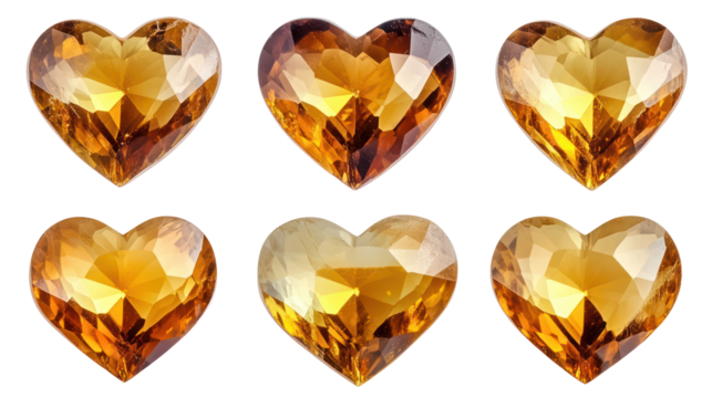 Golden heart shapes, valentine love symbols on transparent background - Powered by Adobe