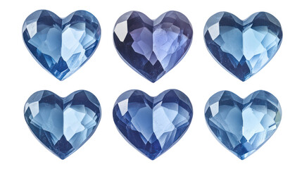 Blue heart shapes valentine's day decorations isolated on transparent background