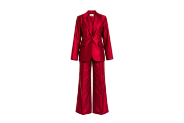 Vibrant red suit jacket and pants isolated on transparent background