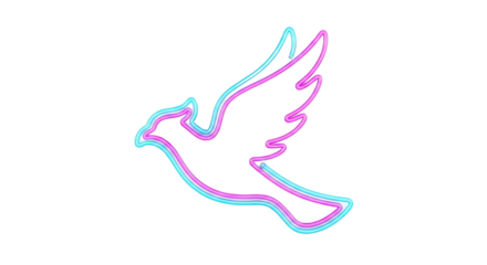 Neon Pink and Blue Dove Outline Icon Vector