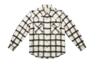 Black and white plaid shirt isolated on transparent background
