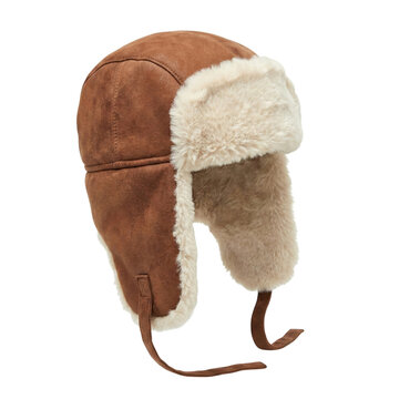Brown Suede and Faux Fur Trapper Hat Product Shot