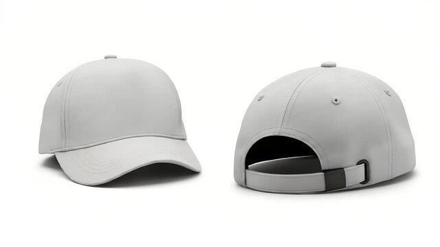 White Baseball Cap Front and Back Views.