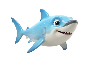 Obraz premium Cute Blue Cartoon Shark with Open Mouth Isolated on White Background