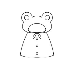 A white drawing of a frog wearing a hat and a scarf