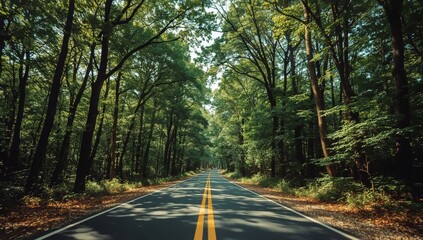 Road Surrounded by Green Trees on a Sunny Day