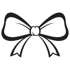 Classic Decorative Bow Outline Illustration Isolated on White Background
