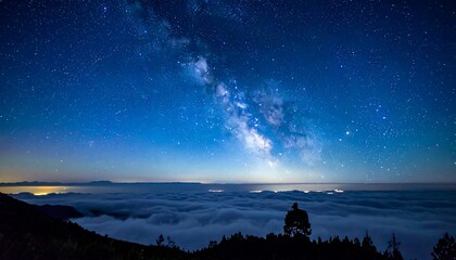 Milky Way Galaxy Over a Sea of Clouds at Night.