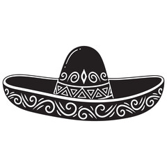 Traditional Mexican Sombrero Hat with Intricate Swirl Patterns