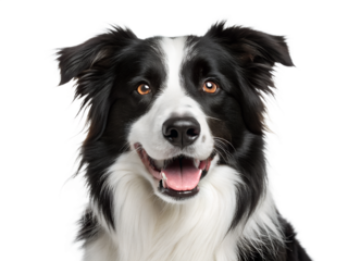 Border collie portrait isolated on transparent background