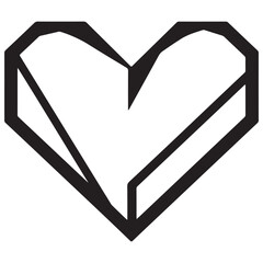 Abstract Geometric Faceted Heart Outline