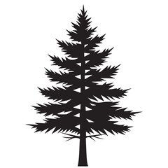 Stylized Black Silhouette of an Evergreen Pine Tree