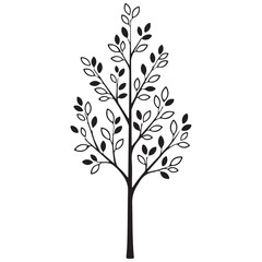 Modern Minimalist Tree Illustration with Black and White Leaves