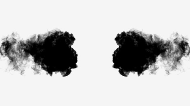 Black ink reveal meeting in center on white background (4K_24fps)