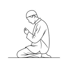 Ramadan spiritual reflection concept , outline vector