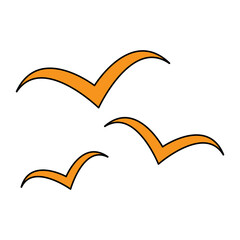 Set of flying bird design, nature freedom flock sign, vector illustration .