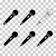 Set of Microphone icon, audio speech symbol, record concert sign, web button design .