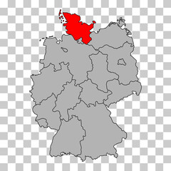 Germany map icon of Schleswig-Holstein, geography blank concept, isolated graphic background vector illustration .