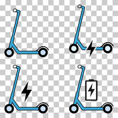 Set of Electric scooter icon, flat eco friendly transport, vehicle vector illustration .