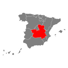 Castilla&ndash;La Mancha of Spain map symbol shape, travel web flat vector illustration .