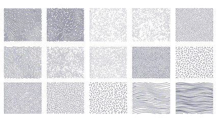 Twelve Seamless Abstract Geometric Patterns Vector Collection Stipple Fingerprint Wavy Line Textures