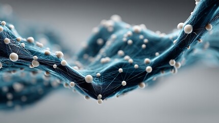 Abstract network of glowing nodes and lines in blue and white connections