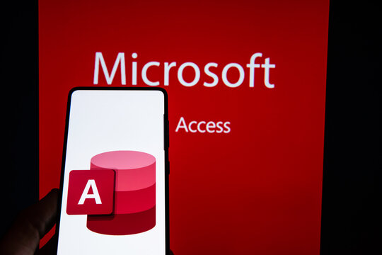 Microsoft Access logo on smartphone next to their logo backgrround. Link&ouml;ping, &Ouml;sterg&ouml;tland, Sweden. 01-18-2026